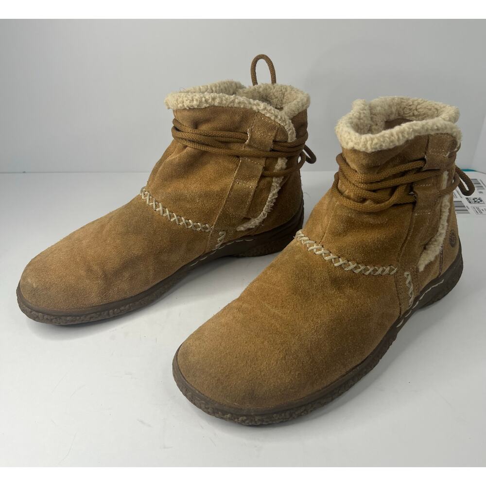 Earth Spirit Paula II Brown Suede Faux Fur Tie Ankle Comfort Snow Boots 7.5‎